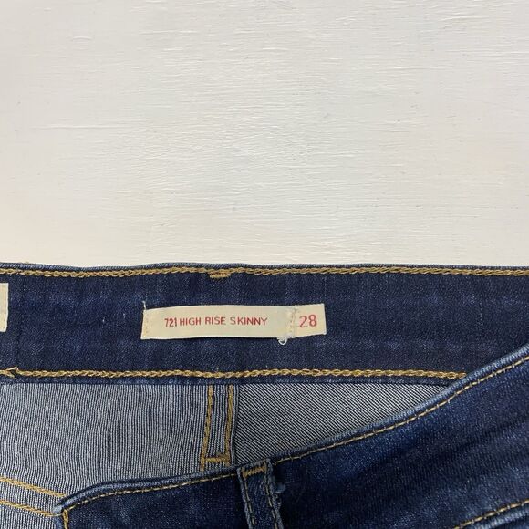 Levis 721 Jeans Women's Sz. 28 Blue High Rise Skinny Ripped Distressed - Picture 6 of 13